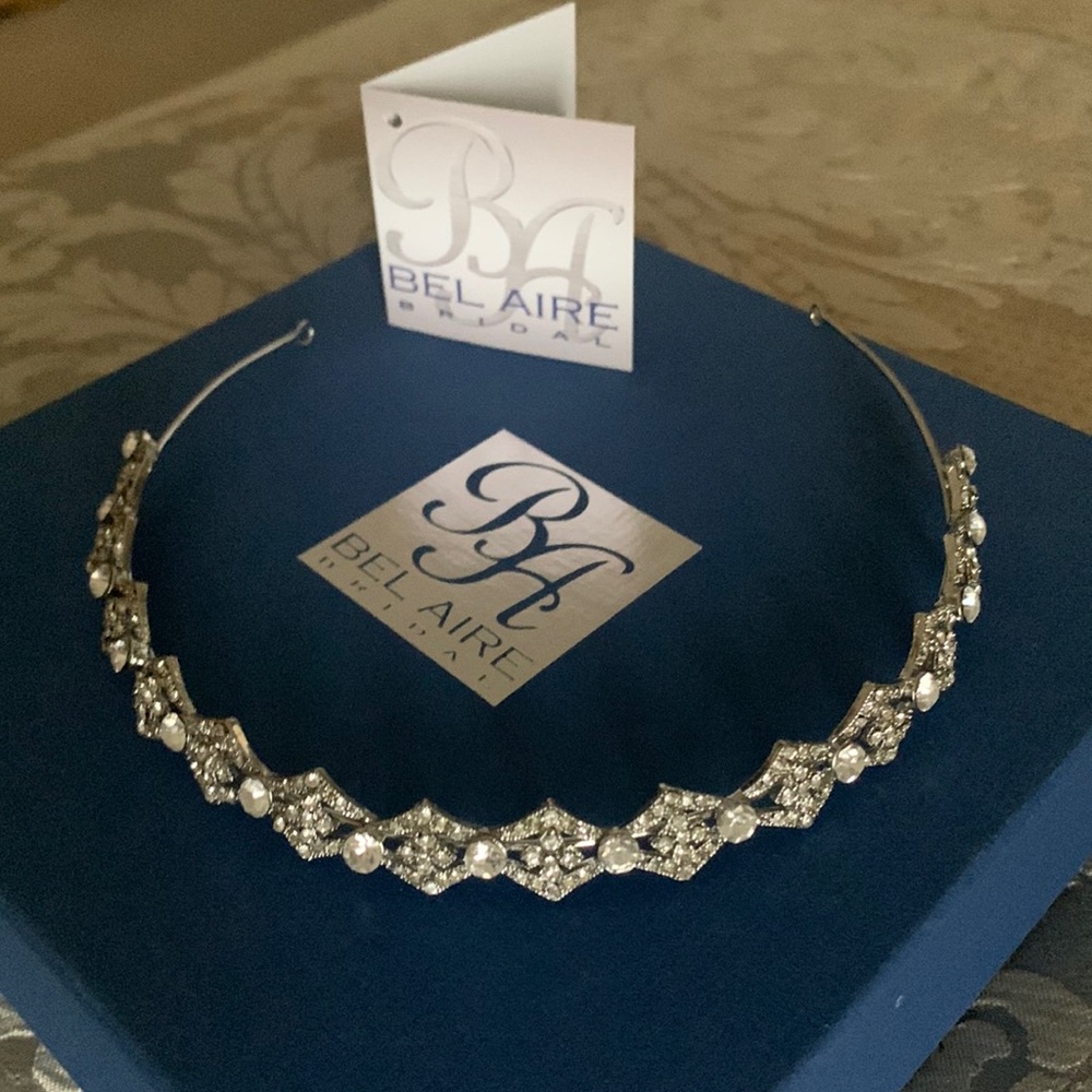 BEL AIRE BRIDAL RHINESTONE TIARA - Picture 2 of 7